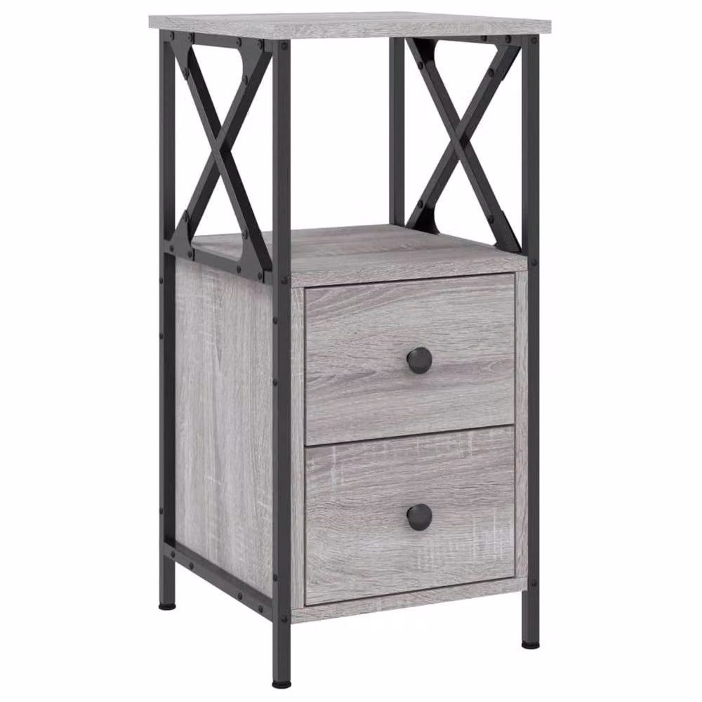 Berkfield Home Durable Bedside Cabinet in Grey Sonoma, W/D/H: 34 x 35.5 x 70 cm – 3
