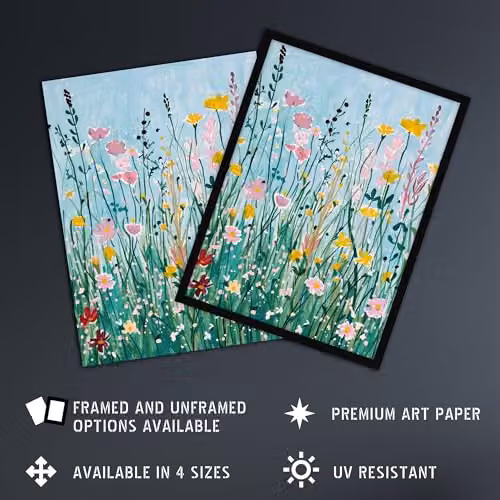 Artery8 Summer Wild Flower Blossom Meadow Wall Art Poster Print, Multicolour, W: 46 cm, H: 61 cm – 2