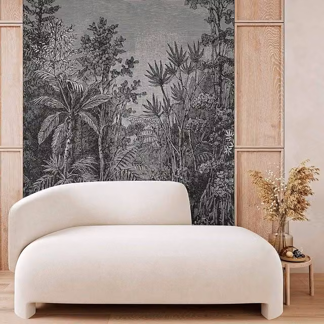 Superfresco Easy Archive Jungle Floral Mural in Black and White, W: 300 cm, H: 280 cm