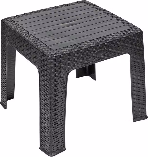 Nordara Black Woven Polyrattan Square Coffee Table for Outdoor Garden and Terrace Use