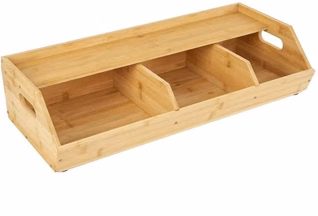 VOGREX Bamboo Kitchen Storage Stand for Fruit, Vegetables and Spices, Beige, W/D/H: 28.5 x 15.0 x 28.5 cm