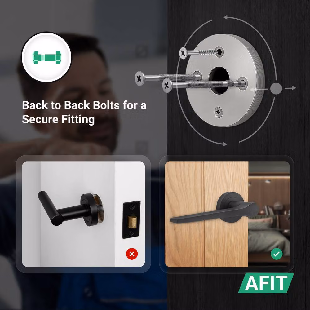 AFIT Matt Black Internal Lever On Rose Aluminium Door Handle, 4 Pack, W/D/H: 15 x 15 x 1.5 cm – 3