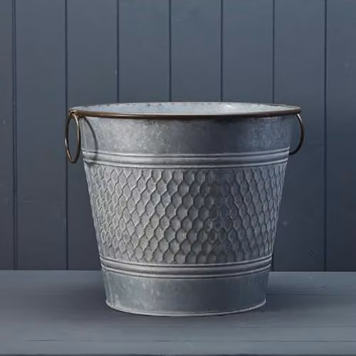 Four Candle Satchville Round Zinc Honeycomb Planter in Grey