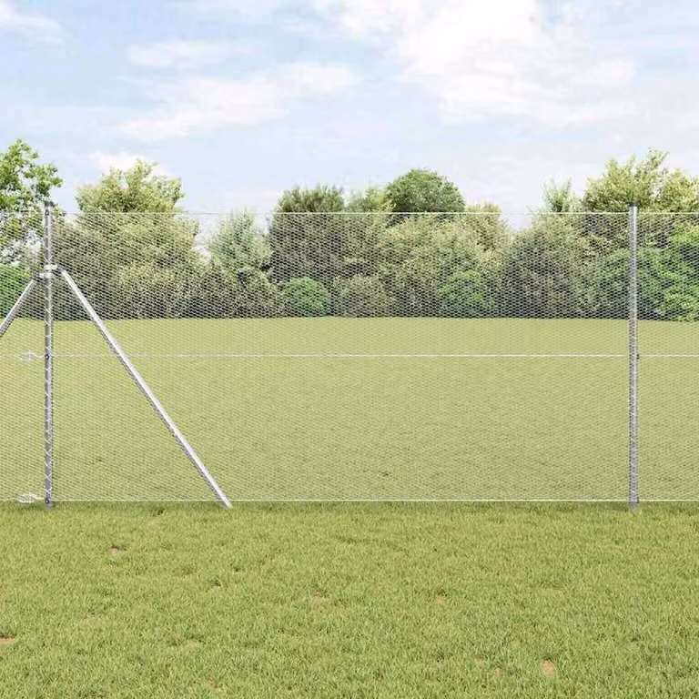 Berkfield Home Silver Galvanised Steel Hexagon Fence, 1 x 50 m