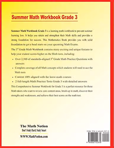 Summer Math Workbook Grade 3: Essential Learning Math Skills with Two Complete Common Core Math Practice Tests, Multicolour Paper Workbook – 2