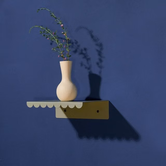 Nobodinoz Lacquered Steel Small Wall Shelf in Green Tea, W/D/H: 16 x 6 x 20 cm