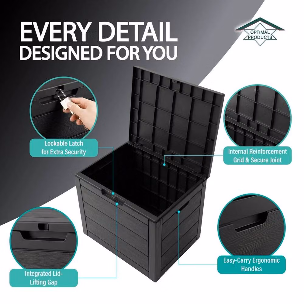 SPETLEK Large Outdoor Garden Storage Box in Black, W/D/H: 56 x 56 x 53 cm – 3