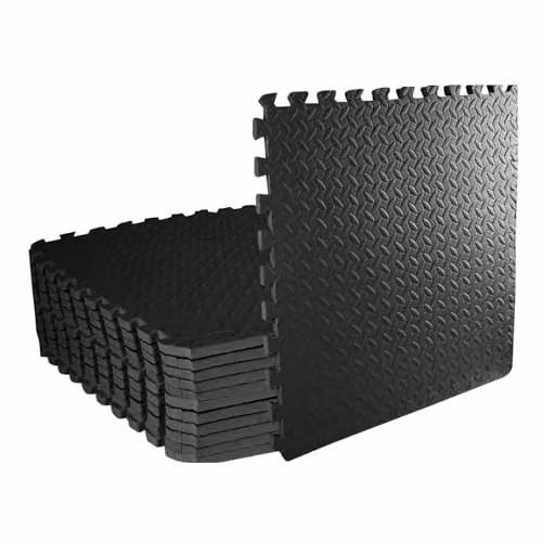 SHATCHI 12 Pcs Black Interlocking EVA Foam Exercise Floor Mats, W/D/H: 60 x 60 x 1.1 cm – 1