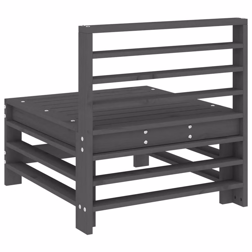 Berkfield Home Beautiful Garden Middle Sofas, 2 Piece Grey Solid Pine Wood Set, W/D/H: 120 x 60 x 63.5 cm – 5