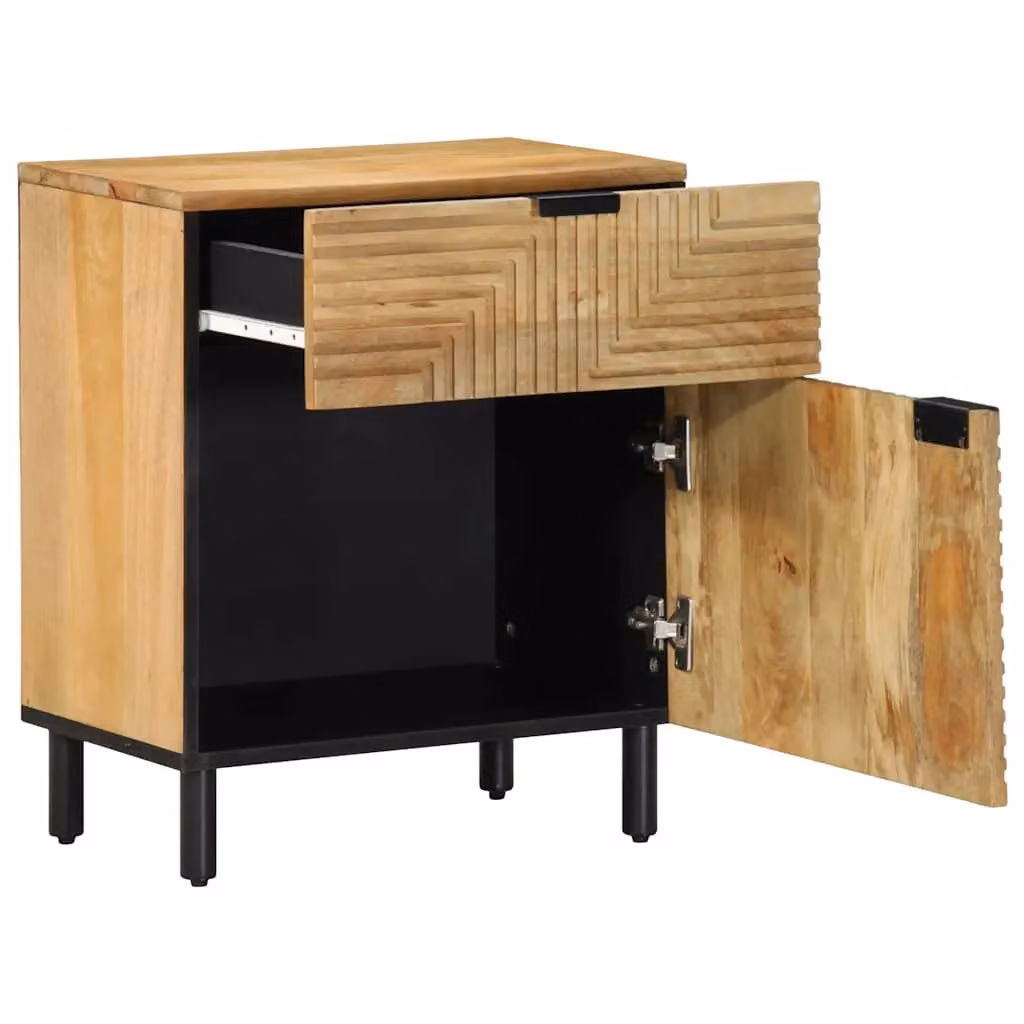 Berkfield Home Brown Mango Wood Bedside Cabinet W: 50 cm, D: 33 cm, H: 60 cm – 2
