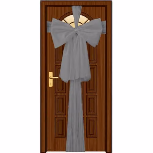 SHATCHI Silver Christmas Door Bow, 9m Giant Textile Bow for Front Door Decorations – 1