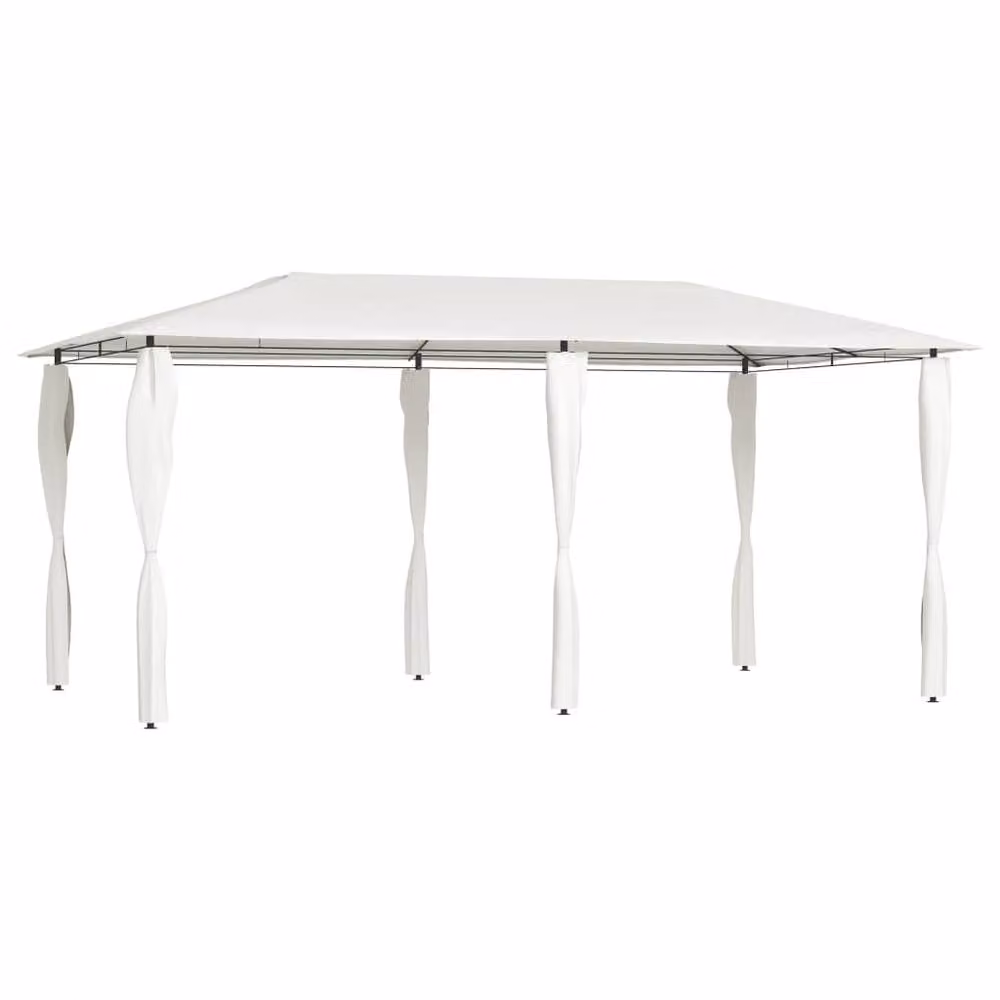 Berkfield Home Gazebo with Post Covers in Beige and White, W: 600 cm, D: 300 cm, H: 260 cm – 2
