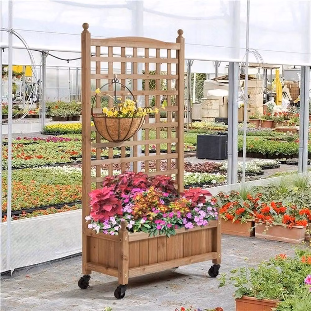 Kelvenix Brown Wooden Elevated Raised Garden Bed for Herbs and Vegetables – 3
