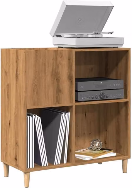 Berkfield Home Artisan Oak Record Cabinet in Brown, W/D/H: 84.5 x 38 x 89 cm – 1