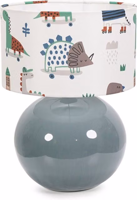 Bosco Ceramic Table Lamp in Blue and Green with Multicolour Fabric Shade