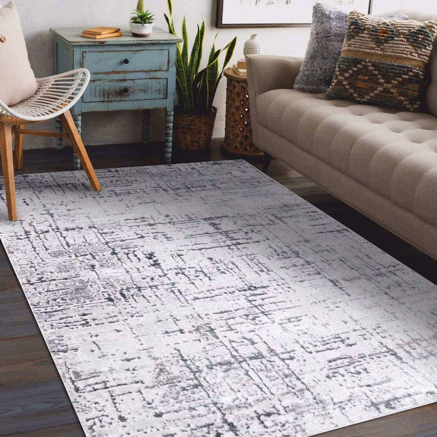 RugsX Mefe Abstract Modern Grey Rectangular Rug, W: 200 cm, L: 290 cm – 2