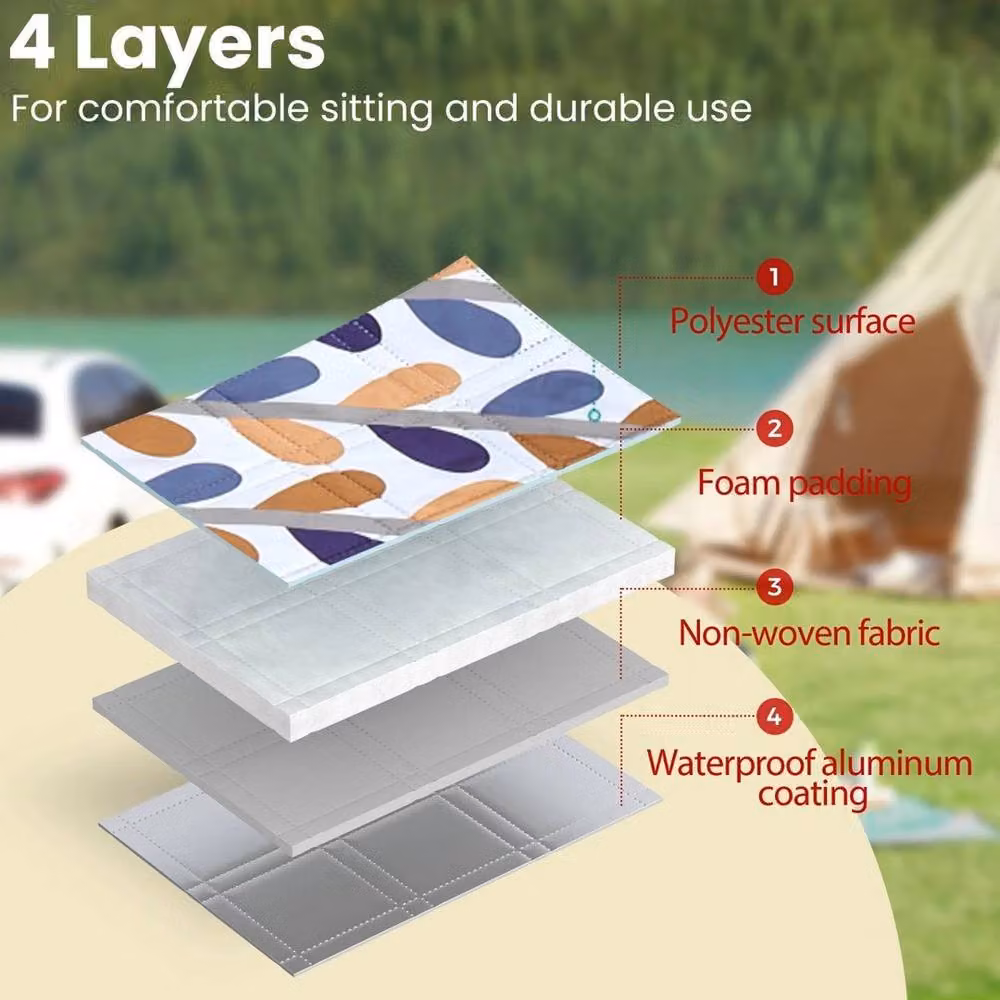 FLAVORA Multicolour Graphic Picnic Blanket, Waterproof and Sand-Free, W: 300 cm, D: 200 cm – 3