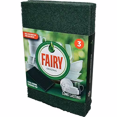 Addis Fairy Original Extra Strong Scourer Pads, Pack of 3, Green and Multicolour