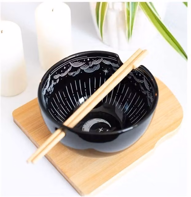 KDMD Spellbound Sky Noodle Bowl and Chopsticks Set in Black – 1