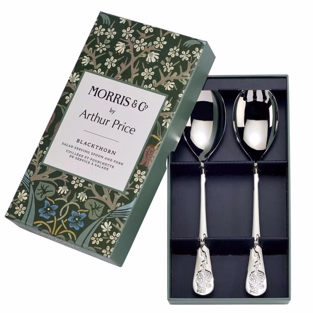 Arthur Price Morris & Co. Blackthorn Pair of Salad Servers Silver Plated Cutlery Set – 4