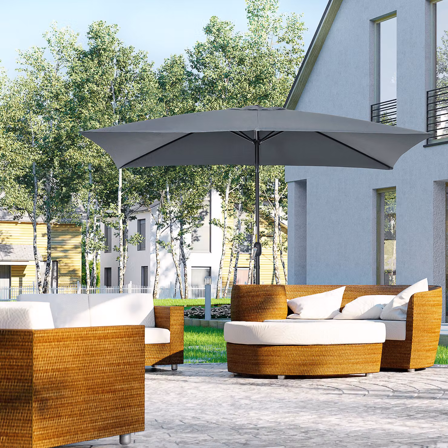 Outsunny Cantilever Patio Parasol in Dark Grey, 3 x 2 m – 2