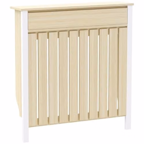 HOMCOM Radiator Cover with Drawer in Oak, W: 88.5 cm, D: 19 cm, H: 93 cm