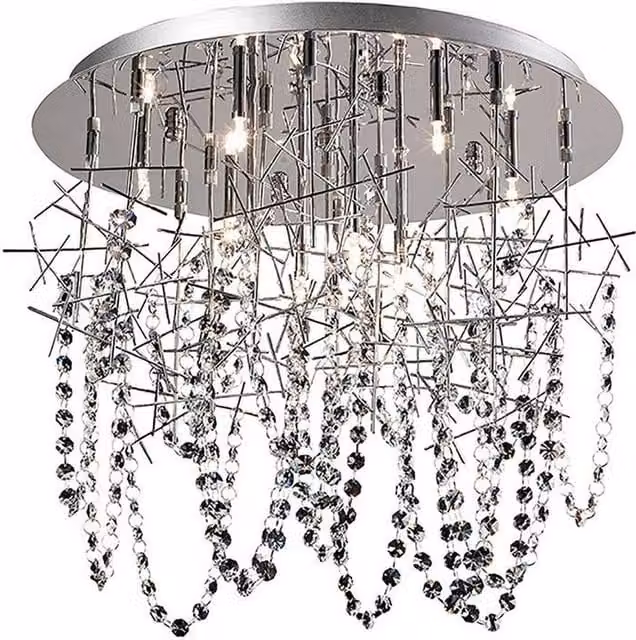 Netlighting Lexi 10 Light G4 Crystal Ceiling Light in Polished Chrome and Grey – 1