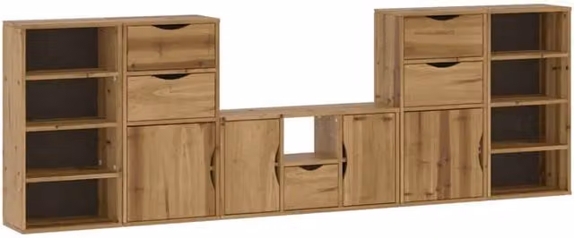 Berkfield Home ODDA 5 Piece Solid Wood Pine TV Unit with Media Compartments in Brown