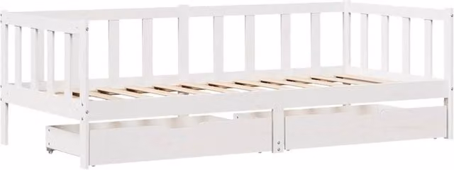 Berkfield Home Practical Daybed with Drawers in White Solid Pine, W/D/H: 80 x 200 x 66 cm