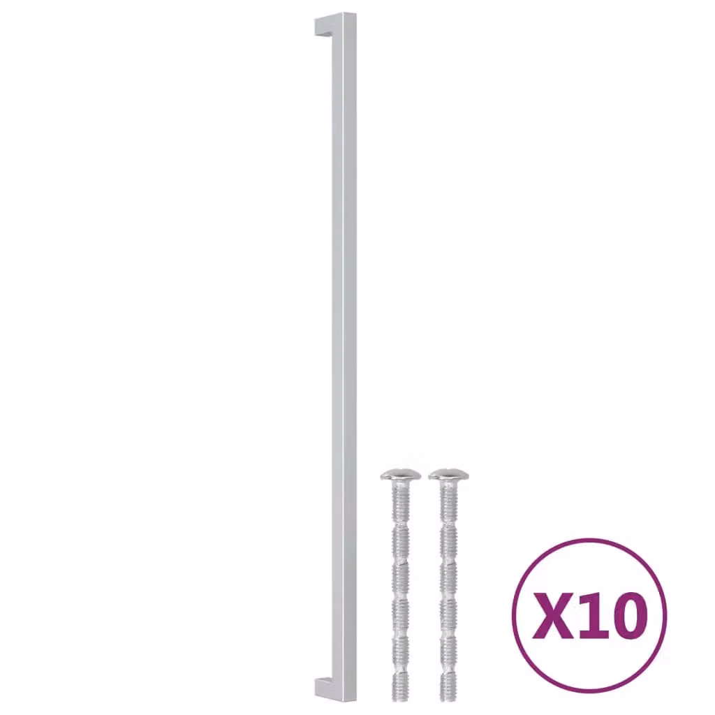 Berkfield Home Brushed Silver Stainless Steel Bar Cabinet Handles, 10 Pack, Length: 48 cm – 2