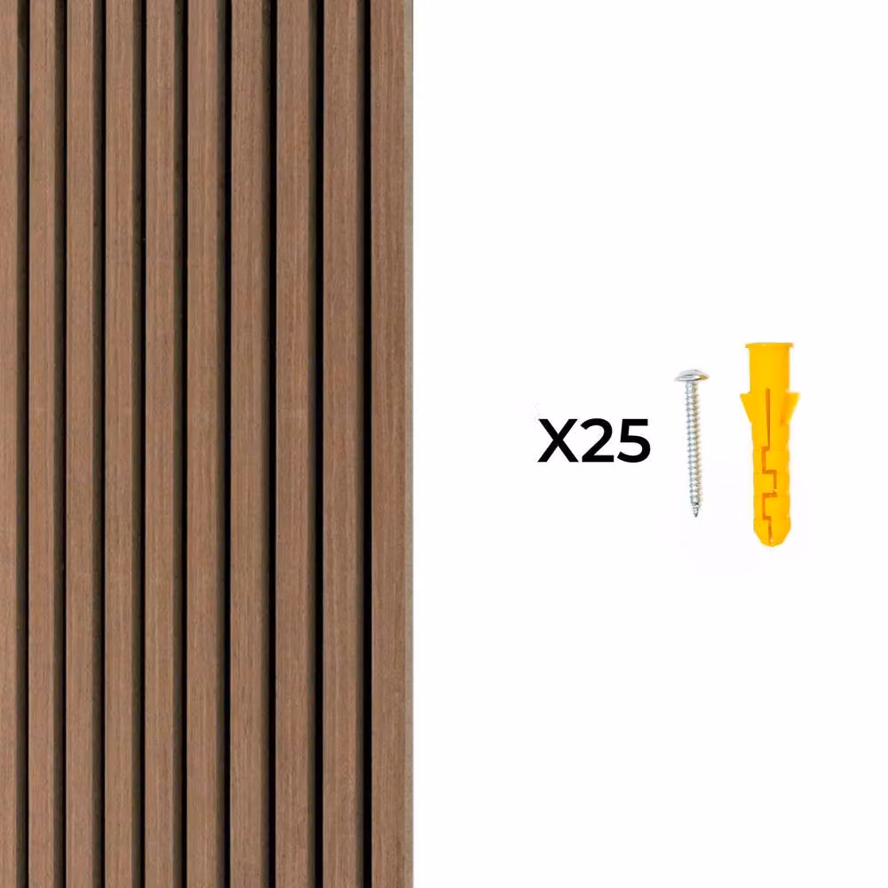 Monstershop Acoustic Slat Wall Panel in Dark Walnut and Terracotta, W/H: 60 x 240 cm – 6
