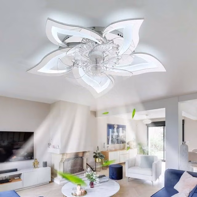 Garwarm Smart Ceiling Fan with Dimmable LED Light and Remote Control in White
