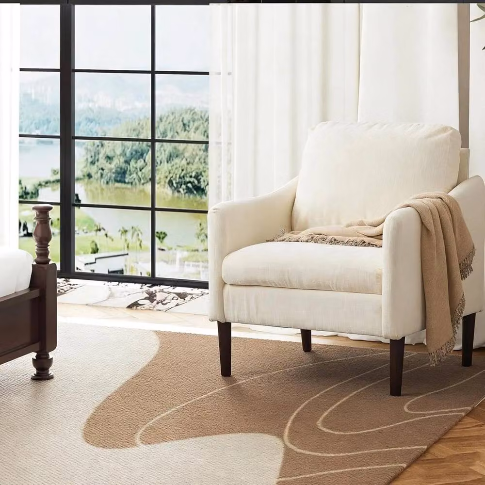 Havendro Modern Upholstered Accent Chair with Armrests and Metal Legs in White – 2