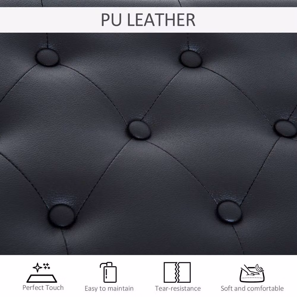 KORVIXA Faux Leather Piano Stool with Storage in Black – 5
