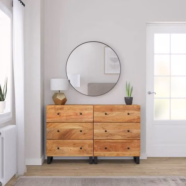 Berkfield Home Set of 2 Acacia Wood Sideboards in Brown, W/D/H: 60 x 33 x 75 cm