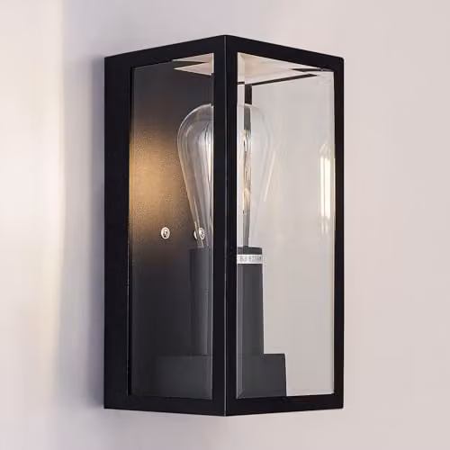 Harper Living Matte Black Stainless Steel Outdoor Wall Lantern, IP54 Waterproof, E27 LED Compatible