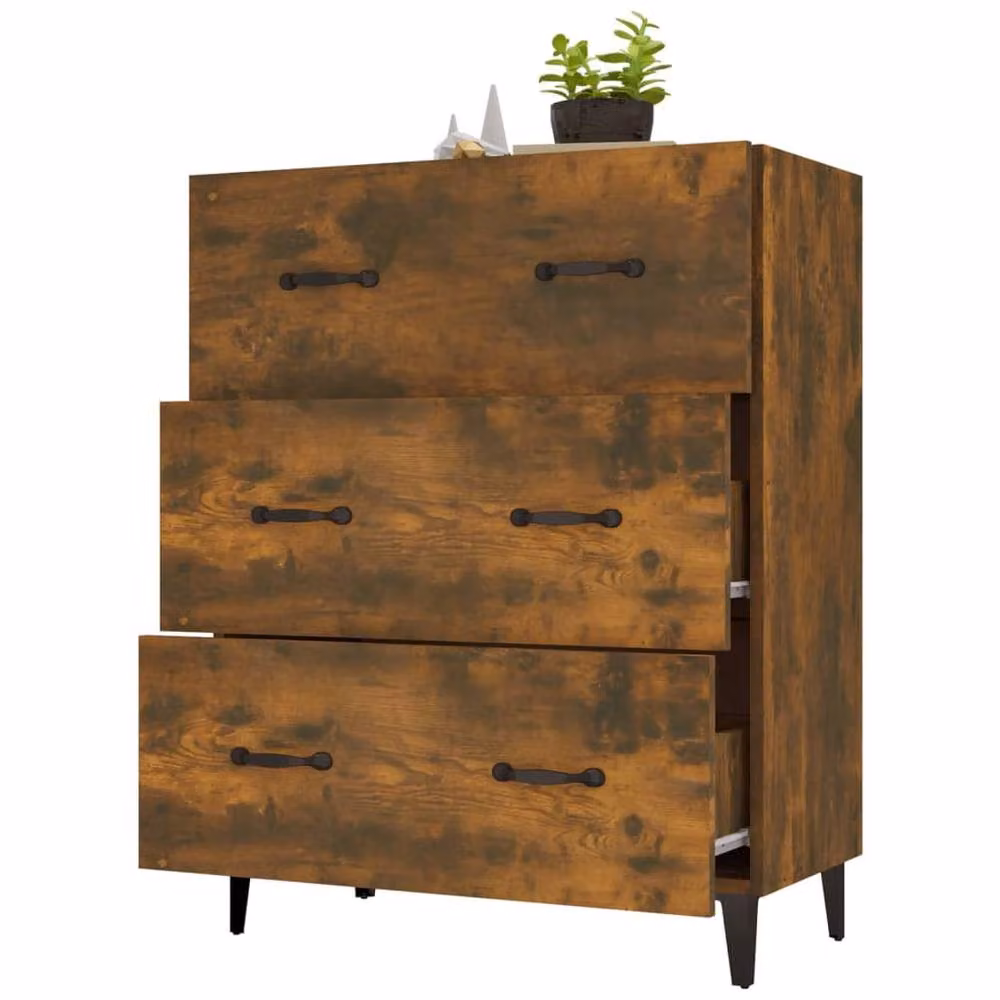 Berkfield Home Smoked Oak Sideboard in Brown, W: 69.5 cm, D: 34 cm, H: 90 cm – 3