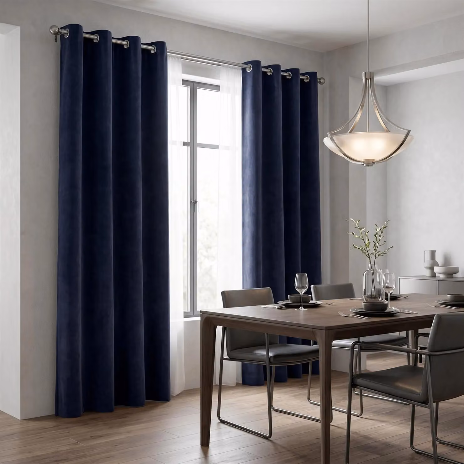 Luxury Living Velvet Chenille Eyelet Curtains, Blue, Width: 142 cm, Drop: 183 cm – 5