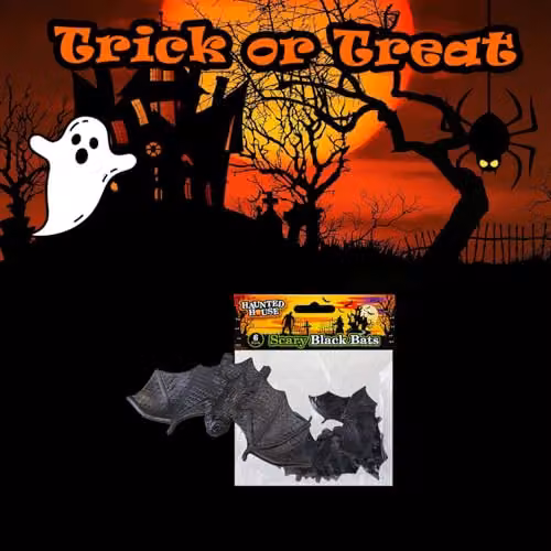 VFM e-Store Halloween Black Bat Party Decorations, Pack of 6 Plastic Props – 5