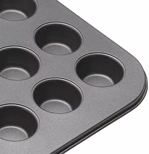 MasterClass Non-Stick 24 Hole Mini Muffin Tray, Carbon Steel, Grey, W: 35 cm, D: 27 cm – 10
