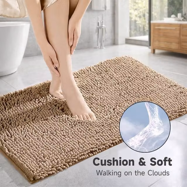 YnysTec Non-slip Water-absorbent Bathroom Mat and Hallway Rug in Brown, W: 60 cm x D: 90 cm