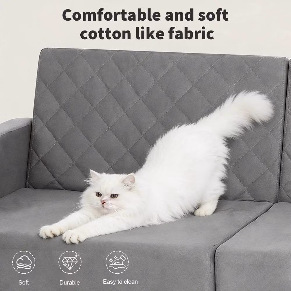 KORVIXA Double Velvet Fabric Sofa Bed Sleeper in Grey, W/D/H: 100 x 100 x 100 cm – 4