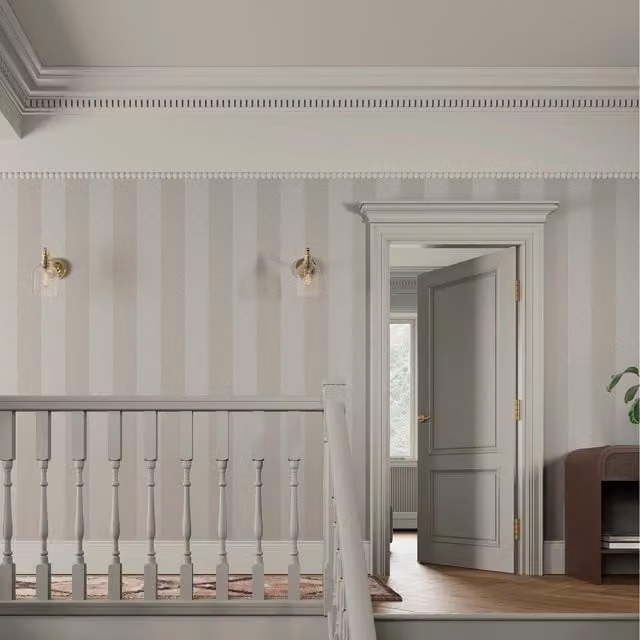 A.S. Création Superfresco Easy Regent Stripe Wallpaper in Beige and Stone