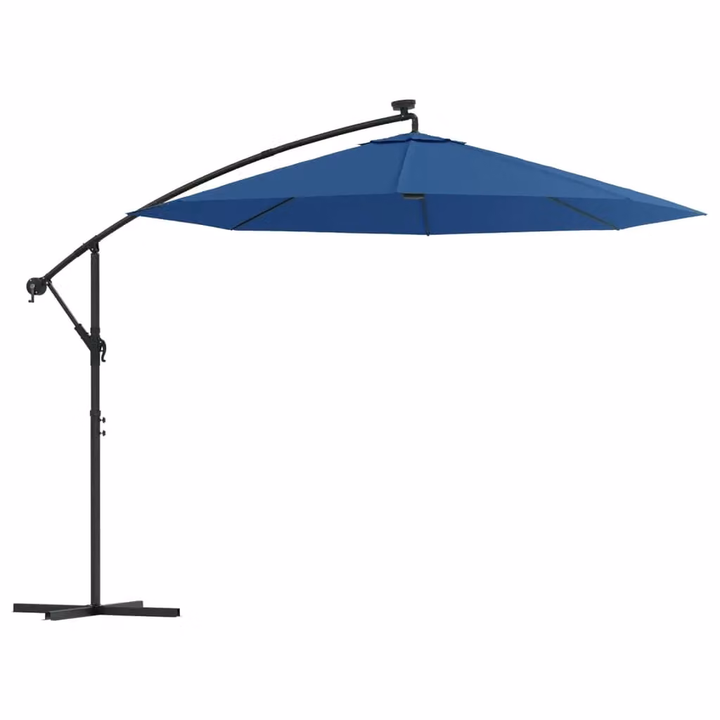 Berkfield Home Cantilever Garden Umbrella with LED Lights and Steel Pole, Blue, 300 cm – 2