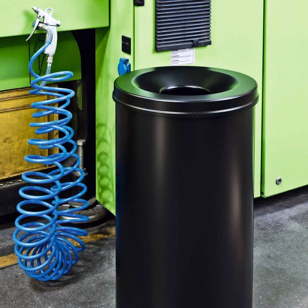 Durable Black Steel Metal Fire Extinguishing Swing Waste Bin, 60L, W: 37.5 cm, D: 37.5 cm, H: 66.2 cm – 3