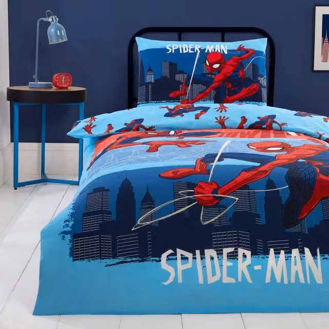 Spider-Man Thwip Reversible Blue Cotton Duvet Cover Set for Children