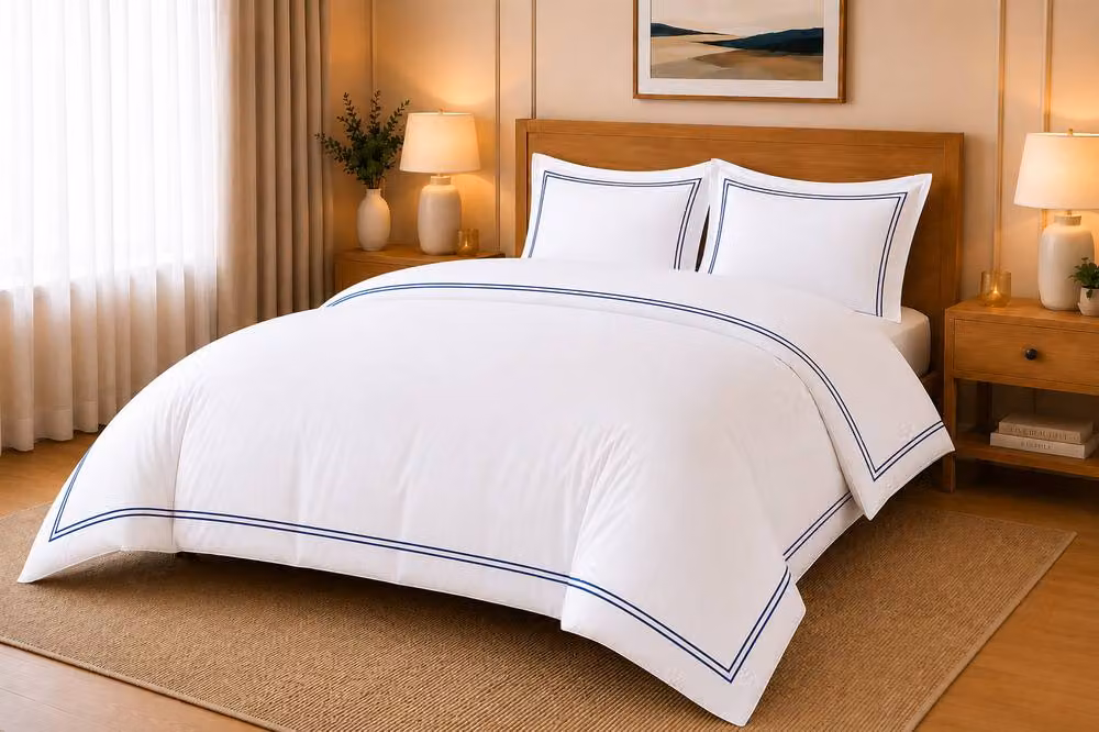 Pamposh 800TC Egyptian Cotton Single Cord Embroidered Duvet Cover Set in White – 2