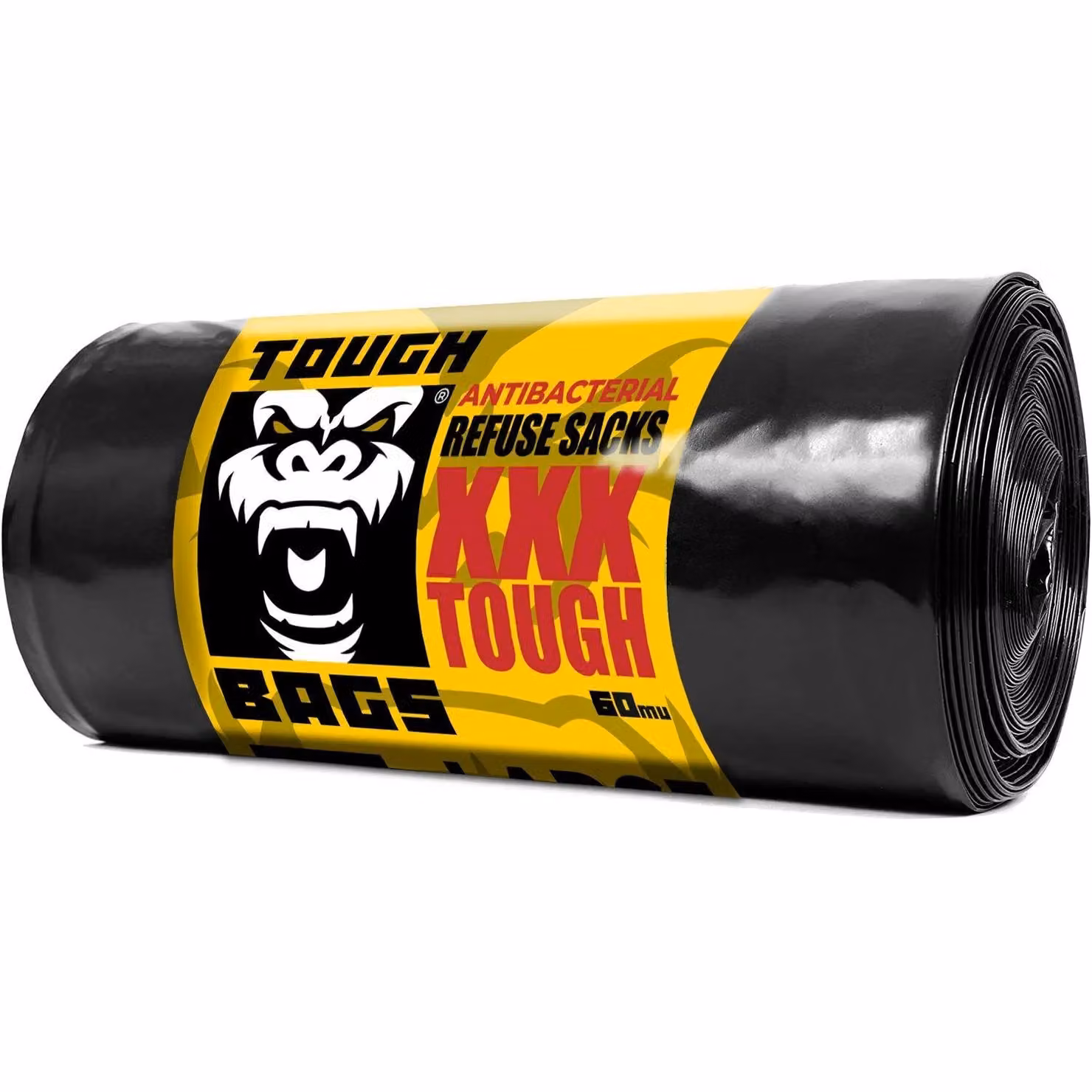 Tough Bags Antibacterial Refuse Bags, Black, W: 80 cm, H: 100 cm, 2 x 10 Bag Roll – 2