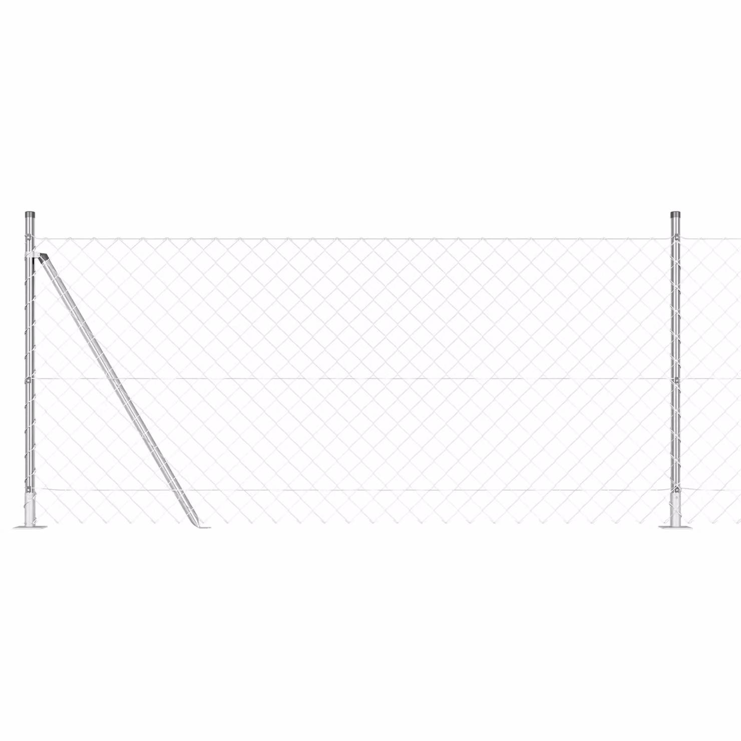 Berkfield Home Silver Galvanised Steel Chain Link Fence with 7 Flanged Posts, W: 10 m, H: 1 m – 2