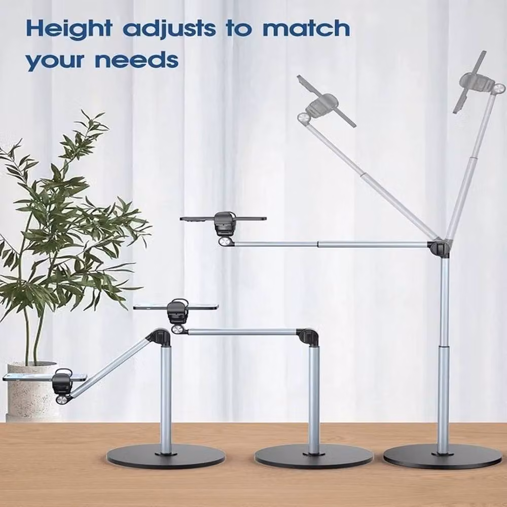 Hinsinc Adjustable Mobile Phone Holder Desk Mount Stand in Black and Silver – 2